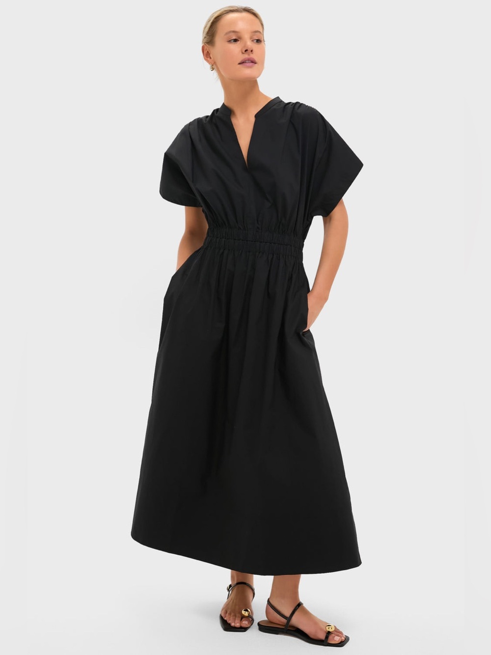 Pomander Place Black Maxi Dress with Smocked Waist